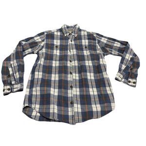 Duluth Trading Co Men’s Trim Fit Long Sleeve Flannel Shirt Size M Orange/blue